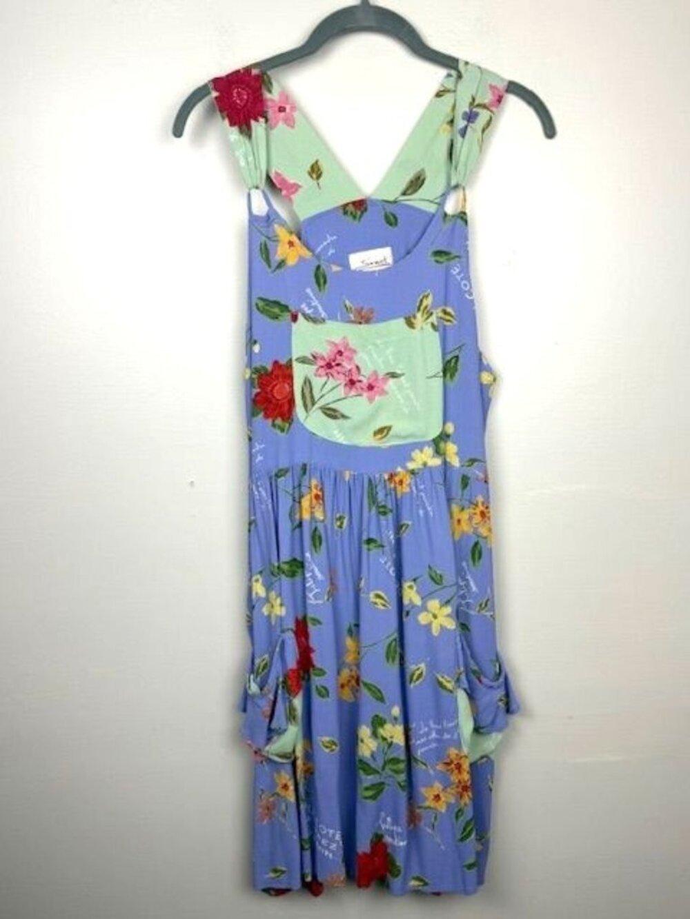 Vintage Sareet Women's Pinafore Floral Cottagecore Sleeveless Shift Dress Size M